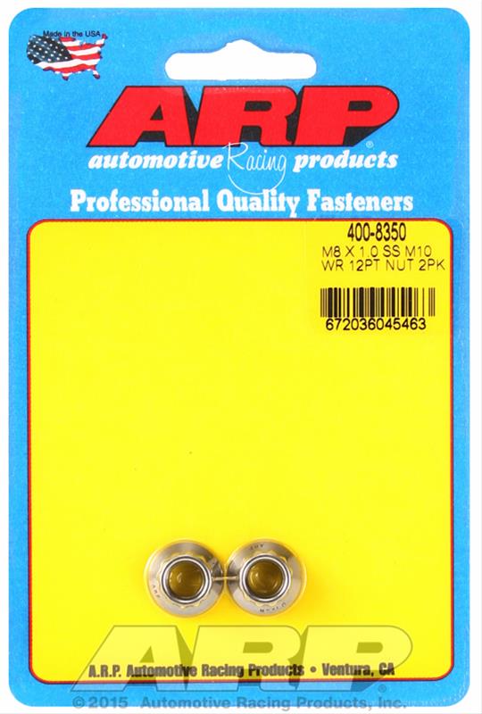 ARP M8 x 1.00 (M10 wr) SS 12pt Nut Kit - 2 Pack
