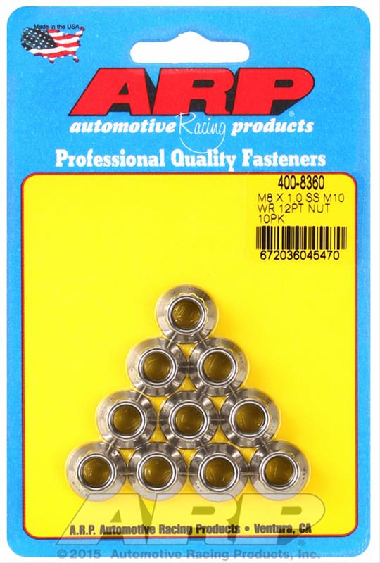 ARP M8 X 1.00 (M10 wr) SS 12pt nut kit