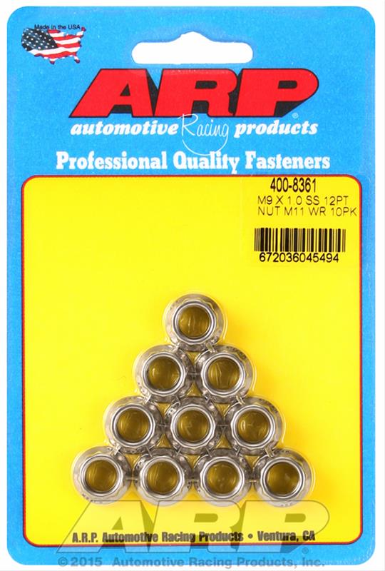 ARP M9 x 1.00 (M11 WR) SS 12pt Nut Kit (Set of 10)