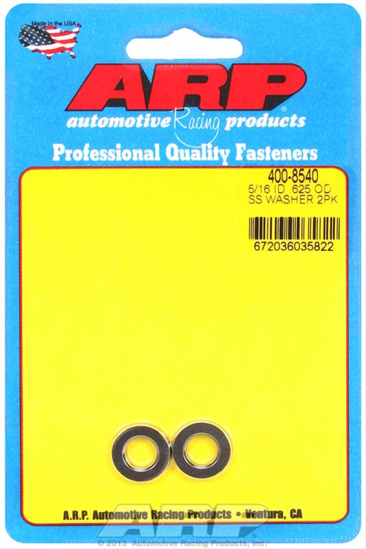 ARP Special Purpose Washers 400-8540 Washer, Flat, Stainless Steel, Chamfer, Polished, 0.120 in. Thick, 0.313 in. I.D., 0.625 in. O.D., Pair