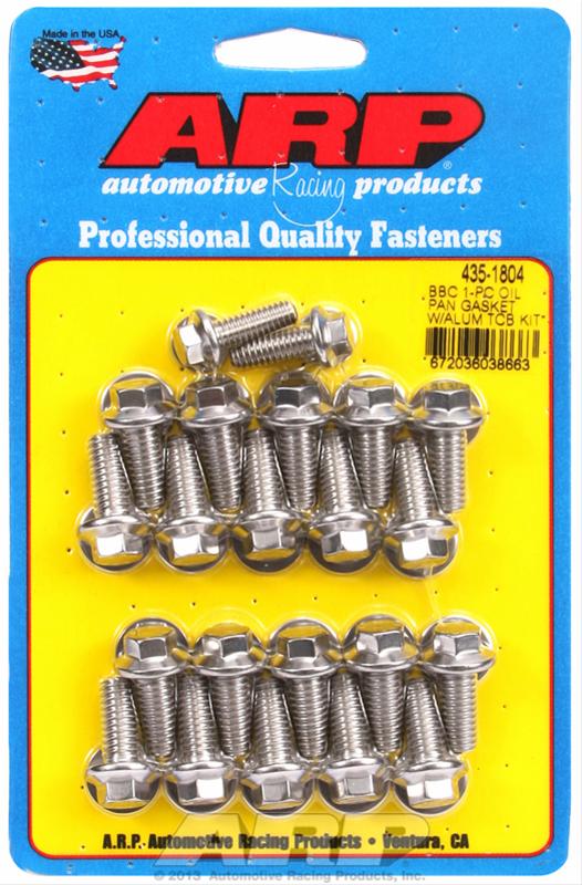 ARP BB Chevy1-pc Oil Pan Gasket w/ Alum Timing Cover Hex Bolt Kit thumbnail 2