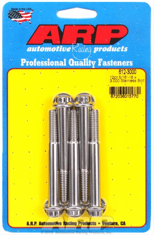 ARP 5/16 in.-18 RH Thread, 3.000 in 12 Point SS 300 Bolts - Set of 5 thumbnail 2