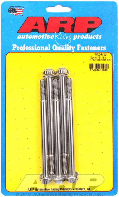 ARP 5/16 Inch -18 x 4.750 12pt SS Bolts (5/pkg) thumbnail 2