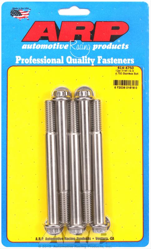 ARP 7/16-14 X 4.750 12pt 1/2 wrenching SS bolts thumbnail 2