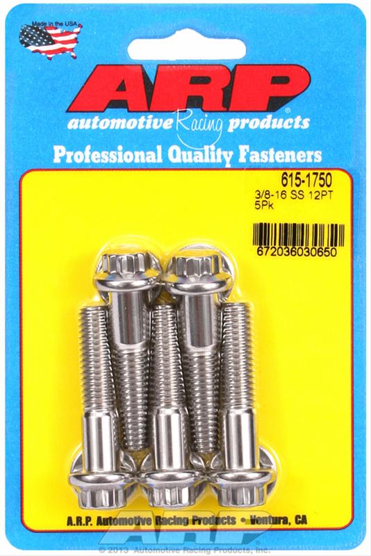 ARP 3/8 in.-16 RH Thread, 1.750 in 12 Point SS 300 Bolts - Set of 5 thumbnail 2
