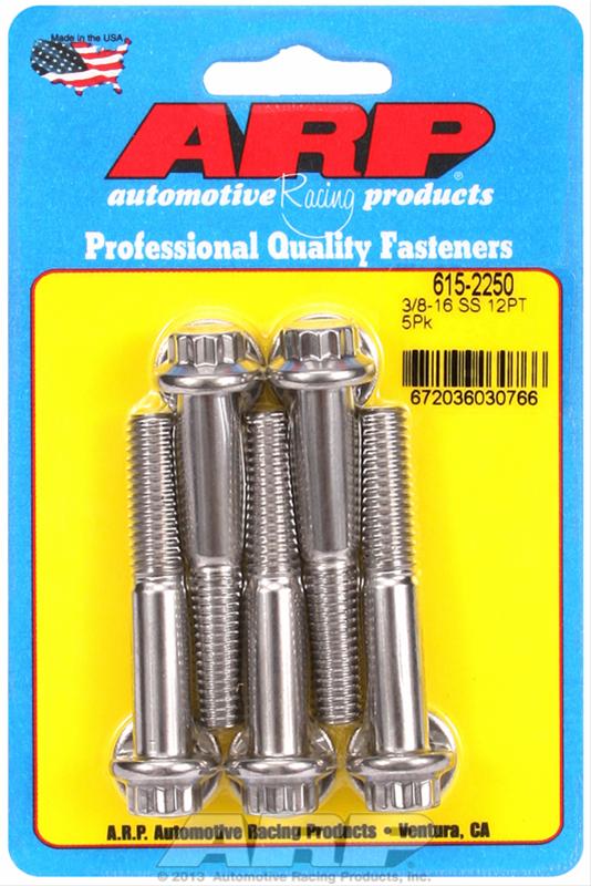 ARP 3/8 in.-16 RH Thread, 2.25 in 12 Point SS 300 Bolts - Set of 5 thumbnail 2