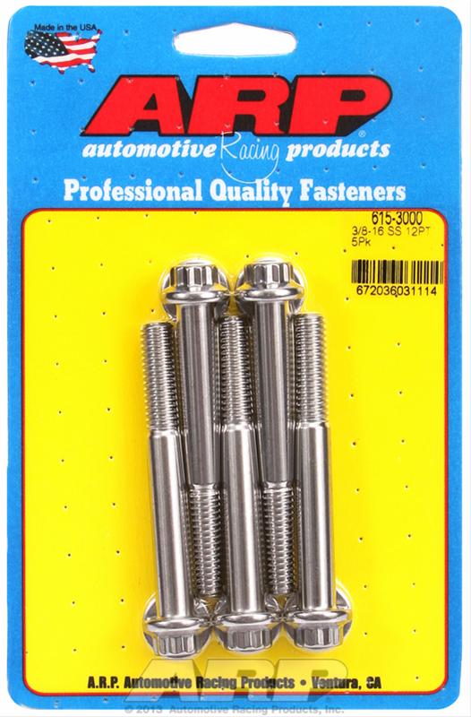 ARP 3/8 in.-16 RH Thread, 3 in 12 Point SS 300 Bolts - Set of 5 thumbnail 2