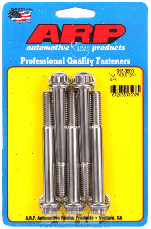 ARP 3/8 in.-16 RH Thread, 3.50 in 12 Point SS 300 Bolts - Set of 5 thumbnail 2