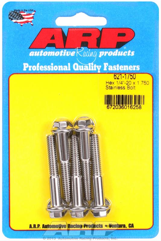 ARP 1/4 in.-20 RH Thread 1.750 in Hex Head SS 300 Bolts - Set of 5 thumbnail 2
