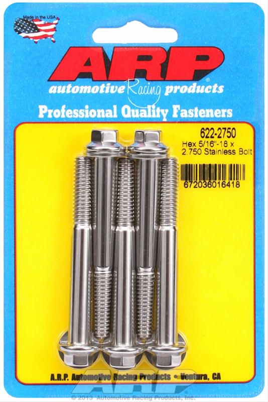 ARP 5/16 in.-18 RH Thread, 2.750 in Hex Head SS 300 Bolts - Set of 5 thumbnail 2