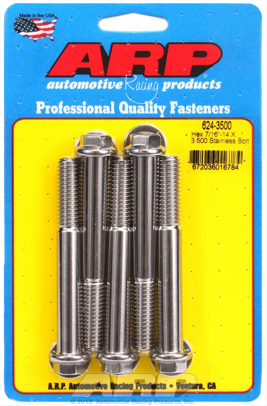 ARP 7/16in. -14 X 3 1/2in. UHL 1.250in. Thread Length 1/2in. Wrenching SS Hex Bolts thumbnail 2