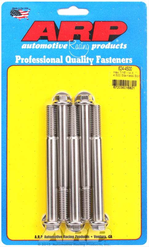 ARP 7/16-14 X 4.500 hex 1/2 wrenching SS bolts thumbnail 2