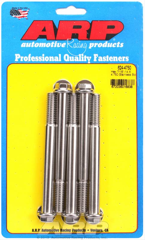 ARP 7/16-14 X 4.750 hex 1/2 wrenching SS bolts thumbnail 2