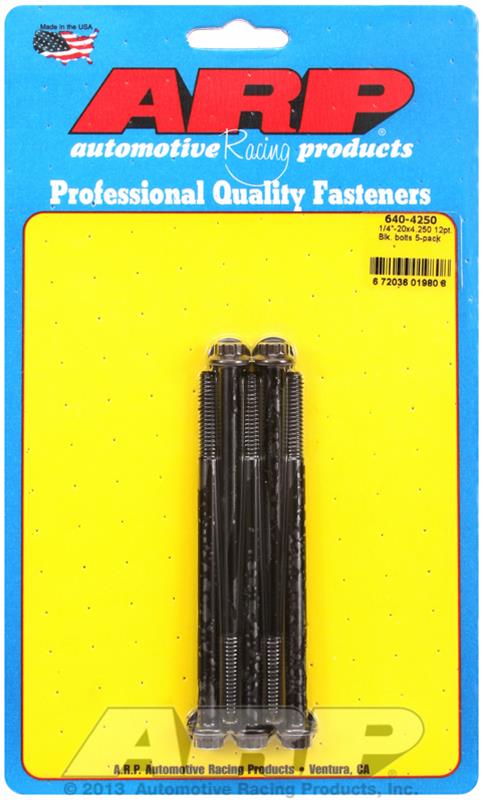 ARP 1/4-20 x 4.250 12pt black oxide bolts thumbnail 3