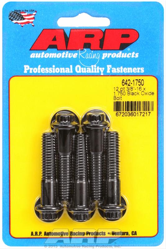 ARP 642-1750 Black Oxide 3/8-16 Bolts - 1.750 UHL 12-Point Set Of 5 With Washers