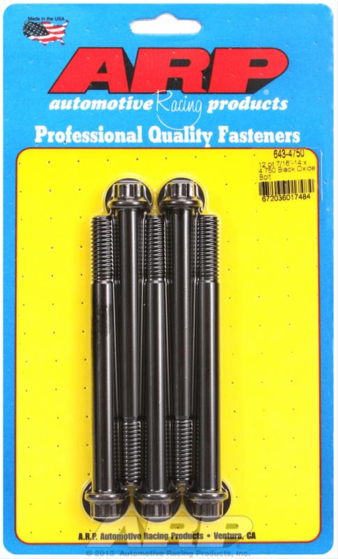ARP 7/16-14 x 4.750 12pt black oxide bolts thumbnail 2