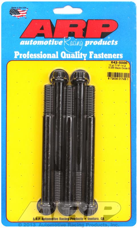 ARP 7/16-14 x 5.000 12pt black oxide bolts thumbnail 3
