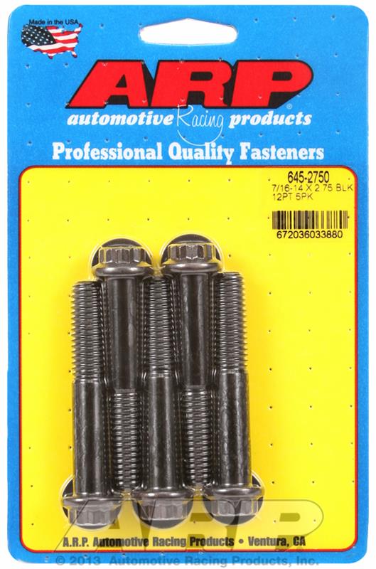 ARP 7/16-14 X 2.750 12pt 1/2 wrenching black oxide bolts thumbnail 2