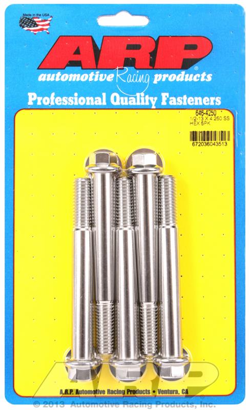 ARP 1/2-13 x 4.250 Hex SS Bolts (5/pkg) thumbnail 2
