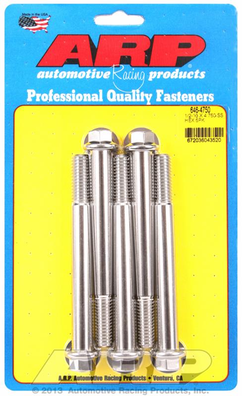 ARP 1/2-13 x 4.750 hex SS bolts thumbnail 2