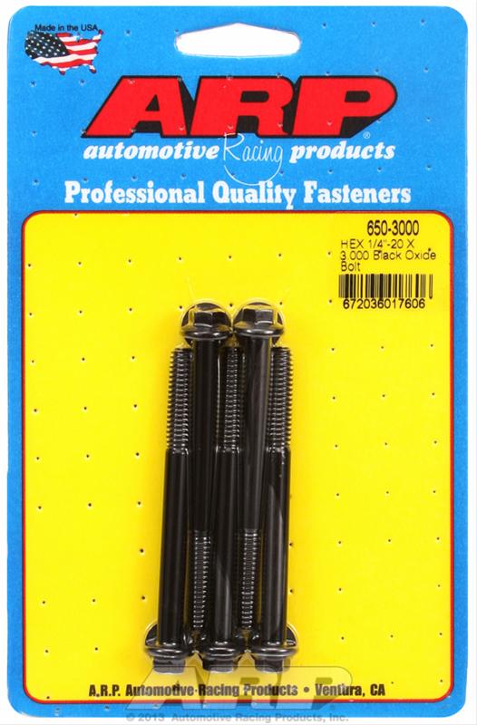 ARP 1/4-20 x 3.000 Hex Black Oxide Bolts (Qty 5) thumbnail 2