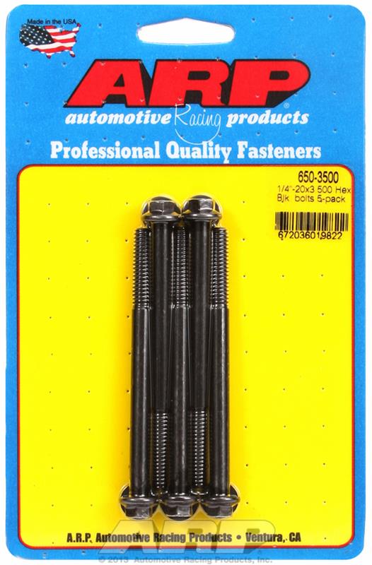 ARP 1/4-20 X 3.500 Hex Black Oxide Bolts thumbnail 3
