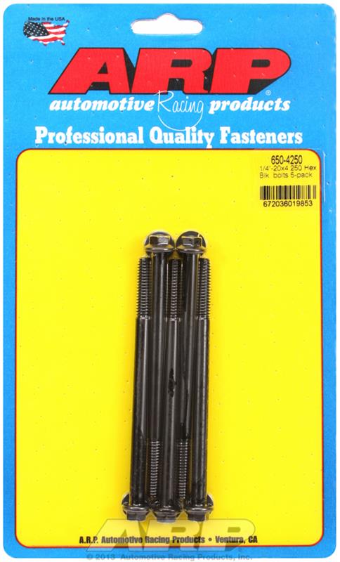 ARP 1/4-20 X 4.250 hex black oxide bolts thumbnail 3