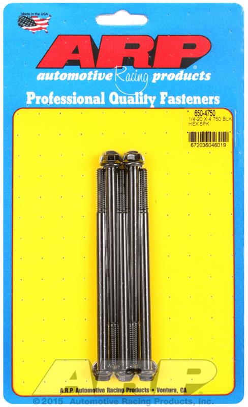 ARP 1/4-20 X 4.750 hex black oxide bolts thumbnail 2