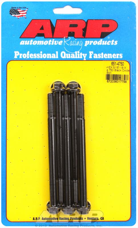 ARP 5/16-18 X 4.750 hex black oxide bolts thumbnail 2