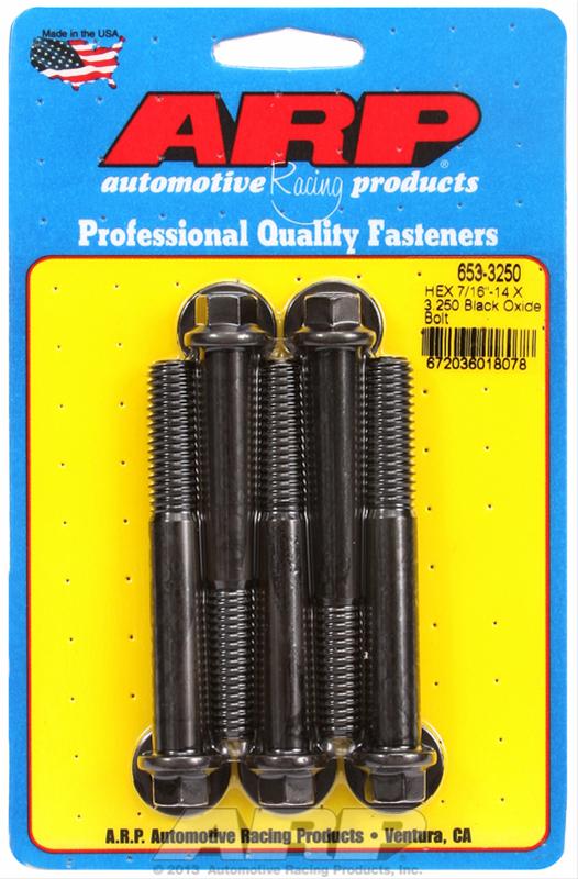 ARP 7/16-14 X 3.250 hex black oxide bolts thumbnail 2
