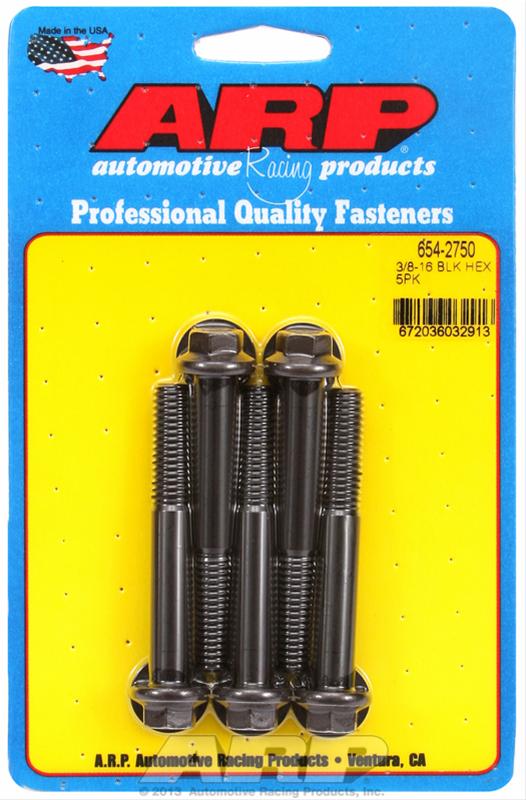 ARP 3/8-16 x 2.750 hex 7/16 wrenching black oxide bolts thumbnail 2