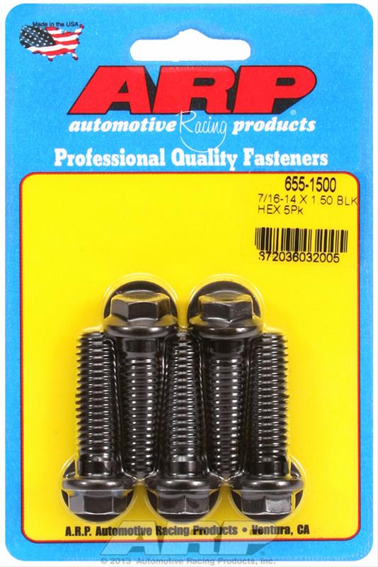 ARP 7/16-14 X 1.500 hex 1/2 wrenching black oxide bolts thumbnail 2
