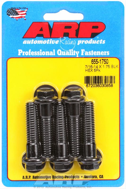 ARP 7/16-14 X 1.750 hex 1/2 wrenching black oxide bolts thumbnail 2