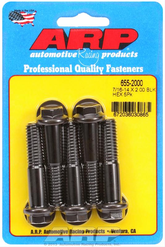 ARP 7/16-14 X 2.000 hex 1/2 wrenching black oxide bolts thumbnail 2