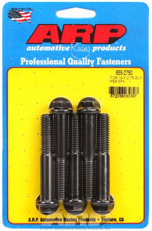 ARP 7/16-14 x 2.750 Hex Black Oxide Bolts (Pack of 5) thumbnail 2