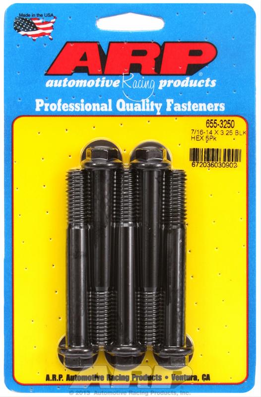 ARP 7/16-14 X 3.250 hex 1/2 wrenching black oxide bolts thumbnail 2