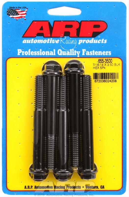 ARP 7/16-14 X 3.500 hex 1/2 wrenching black oxide bolts thumbnail 2