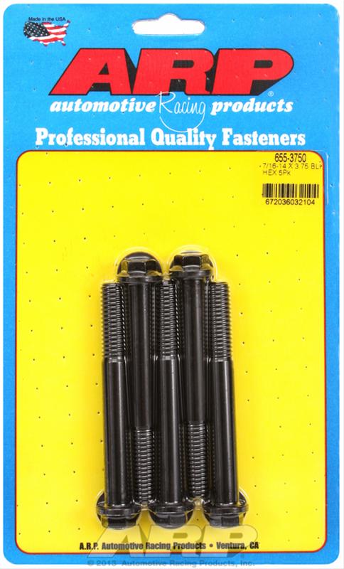 ARP 7/16-14 X 3.750 hex 1/2 wrenching black oxide bolts thumbnail 2