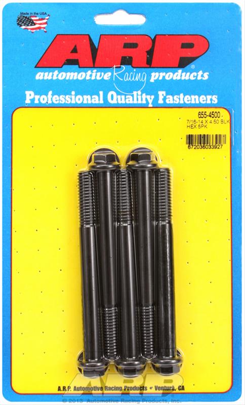 ARP 7/16-14 X 4.500 hex 1/2 wrenching black oxide bolts thumbnail 2