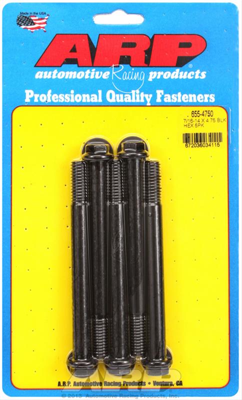 ARP 7/16-14 X 4.750 hex 1/2 wrenching black oxide bolts thumbnail 2
