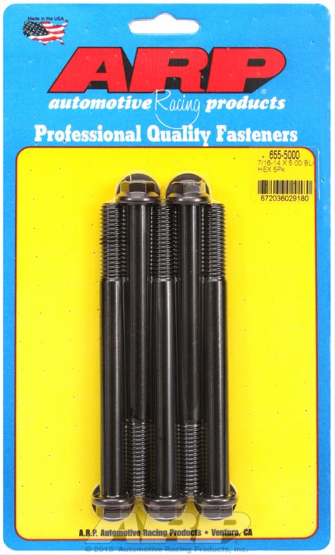 ARP 7/16-14 X 5.000 hex 1/2 wrenching black oxide bolts thumbnail 2