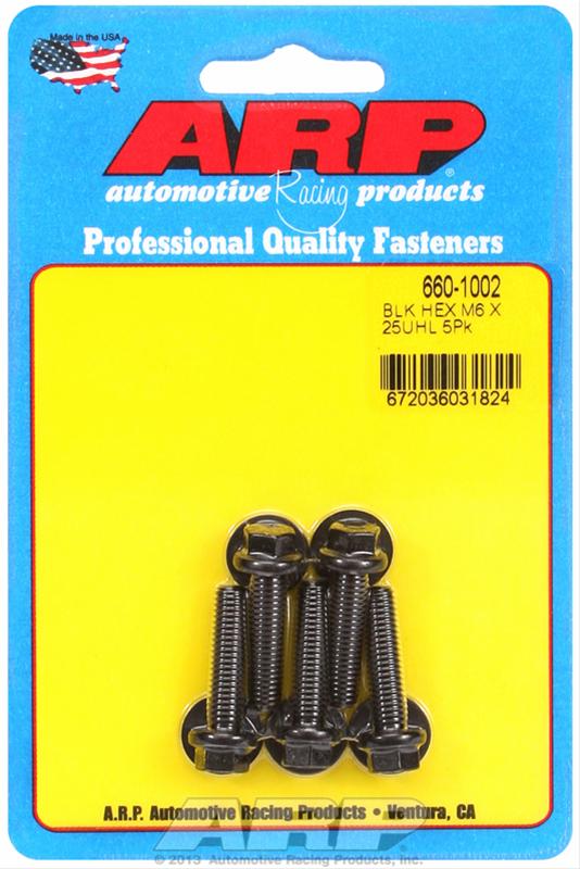 ARP M6 x 1.00 x 25 Black Oxide Hex Bolts (5/pkg) thumbnail 2