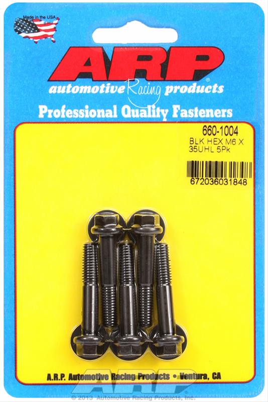 ARP M6 x 1.00 x 35 Hex Black Oxide Hex Bolts (5/pkg) thumbnail 2