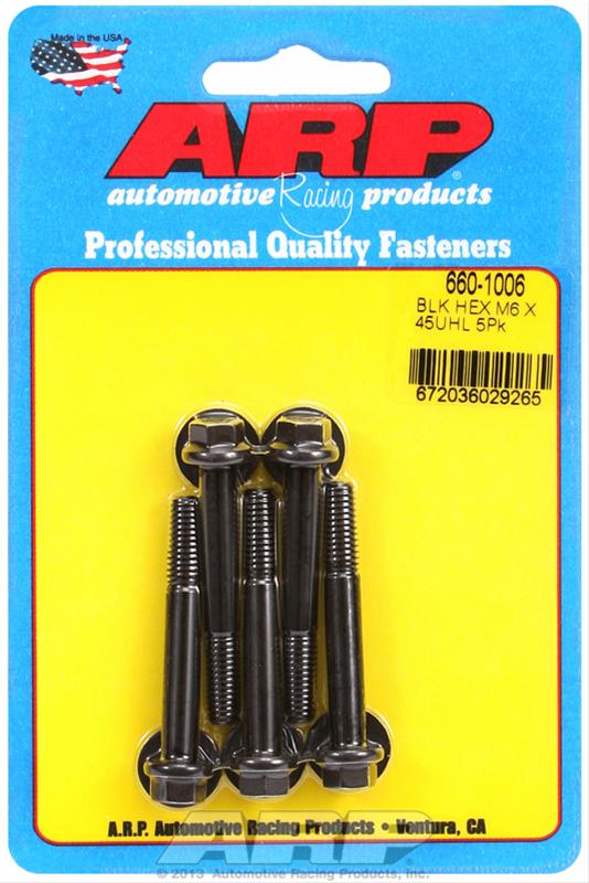 ARP M6 x 1.00 x 45 Hex Black Oxide Bolts (5/pkg) thumbnail 2