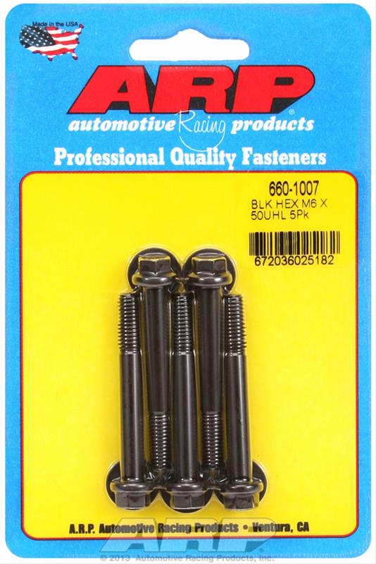 ARP M6 x 1.00 x 50 Hex Black Oxide Bolts (5/pkg) thumbnail 2