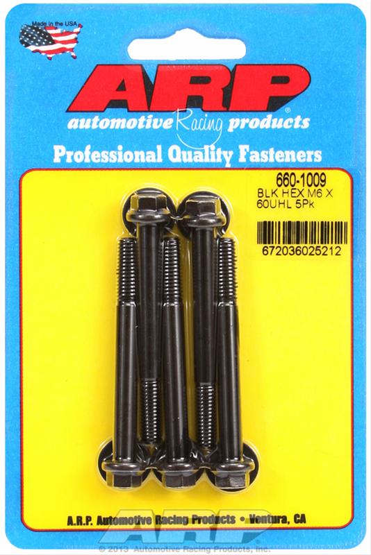 ARP M6 X 1.00 X 80 Hex Black Oxide Bolts - 5pk thumbnail 2