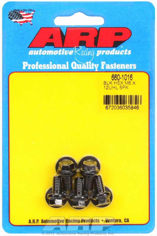 ARP M6 x 1.00 x 12 Hex Black Oxide Bolts (5/pkg) thumbnail 2