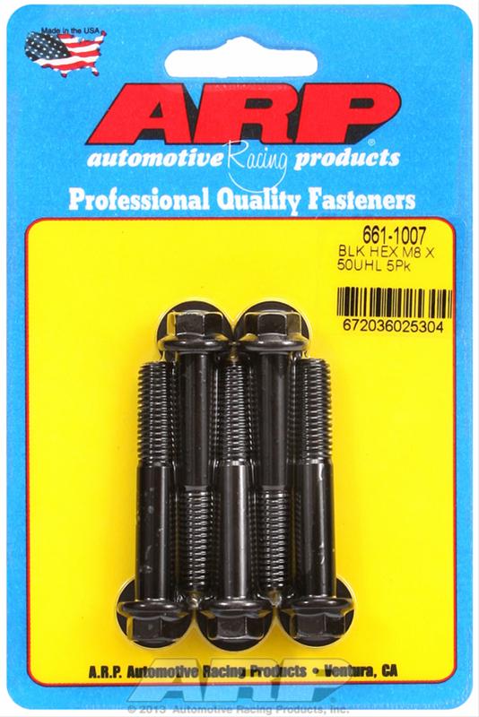 ARP M8 x 1.25 x 50 Hex Black Oxide Bolts (5/pkg) thumbnail 2