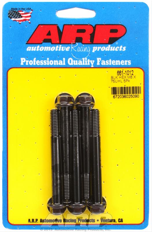 ARP M8 x 1.25 x 75 Hex Black Oxide Bolts (5/pkg) thumbnail 2