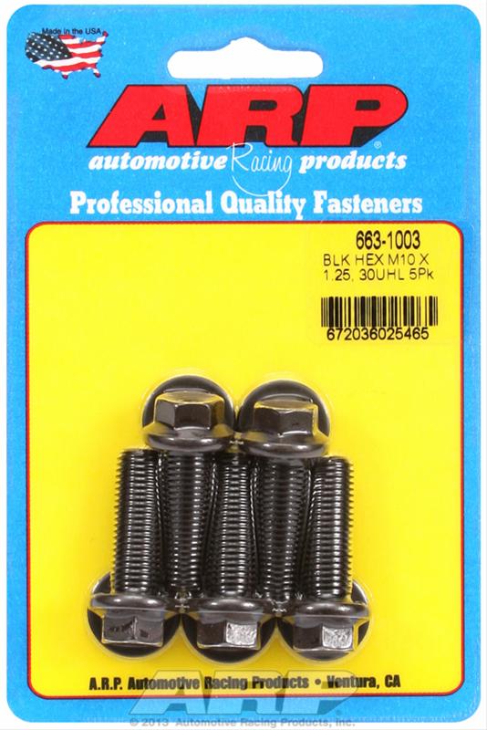 ARP M10 x 1.25 x 30 Hex Black Oxide Bolts (5/pkg) thumbnail 2